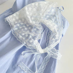 White Woven Floral Lace Hair Scarf Wraps Women Retro Triangle Headscarf Hat Travel Photo Headband Hair Accessories