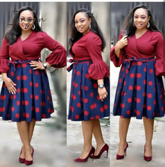 Ingvn - new summer elegent fashion style african women printing plus size polyester dress L-3XL