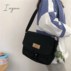 Ingvn - Top Canvas Bag Youth Ladies Messenger Bag Female Students Handbags Shoulder Bag Solid Color Letter Crossbody Bags for Women  Bag