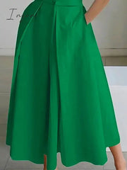 Ingvn - Women's Shirt Dress Casual Dress Swing Dress Midi Dress Outdoor Daily Vacation Polyester Fashion Modern Split Neck Button Pocket Short Sleeve Summer Spring 2023 Regular Fit White Green Plain S M L XL