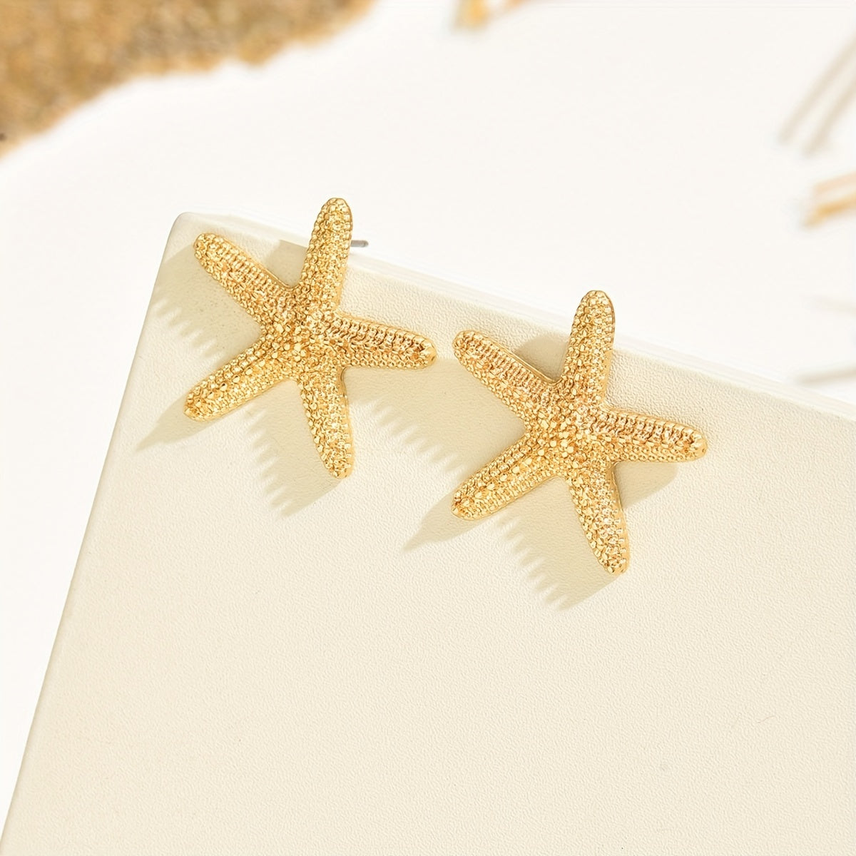 1 Pair of Cute Starfish Stud Earrings for Women, Made of Zinc Alloy Iron Post, No Plating, Versatile Daily Wear and Music Festival Accessories
