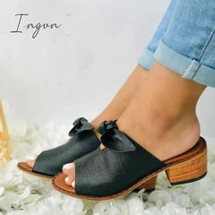 Ingvn - Women Fashion Low Heel Bow Slippers