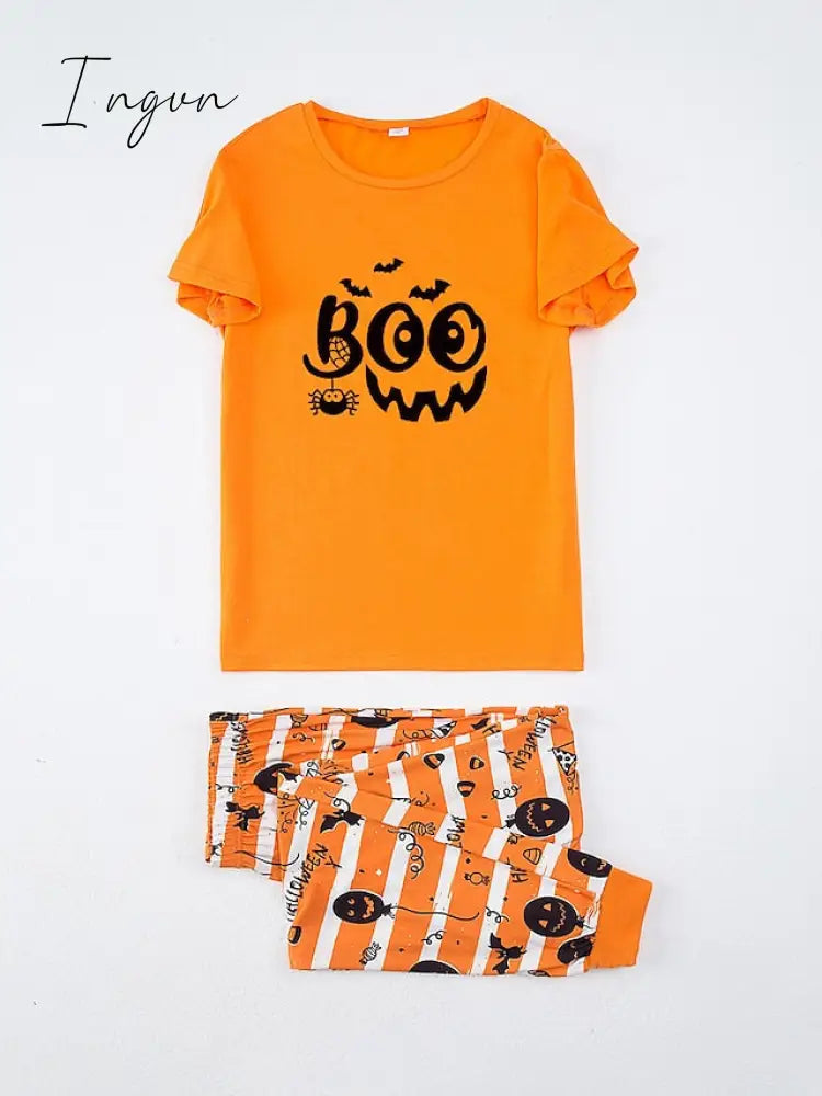 Ingvn - Women's Pajamas Sets Animal Letter Simple Casual Comfort Home Christmas Halloween Polyester Breathable Crew Neck Short Sleeve T shirt Tee Pant Summer Fall Black White