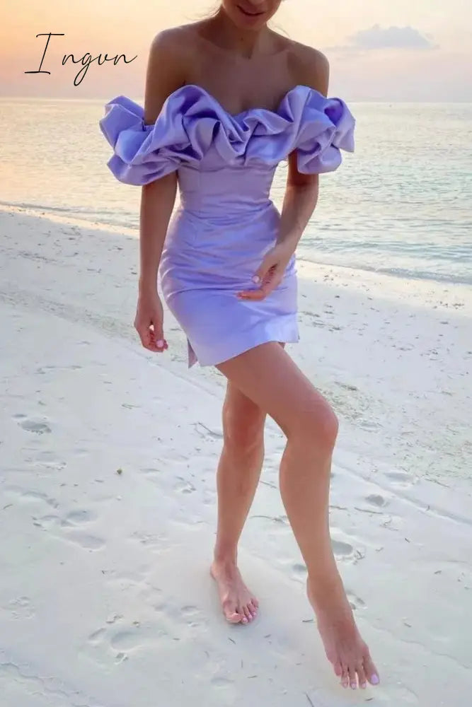 Ingvn - Sexy Solid Patchwork Backless Off the Shoulder Strapless Dress Dresses