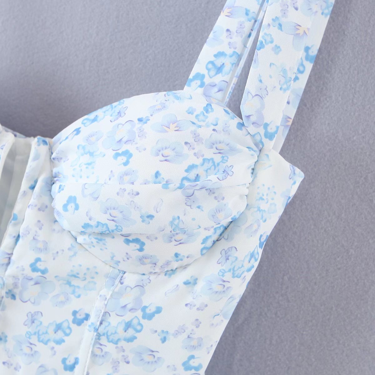 Fashion Women Spaghetti Strap Ruffle Cake Chiffon Dress Sexy Ladies Floral Print Holiday Party Mini Dress Summer Robe