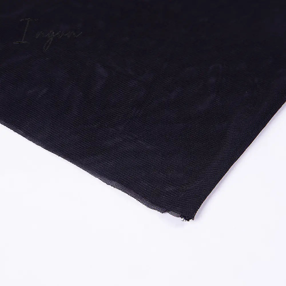 Ingvn - Summer Outfits Fashion Trends Sexy Women Dress Mesh See-through Long Sleeves Dress Slim Tight Backless Dress Party Clubwear Female Mini Dresses Black