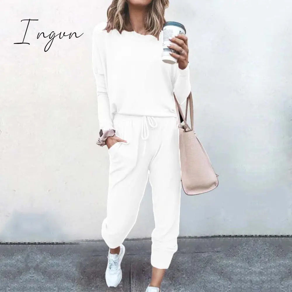 Ingvn - Autumn Casual Lounge Wear Women Tracksuit 2 Piece Set Loose Lounge Sets Ladies Sweat Suit Outfits Female