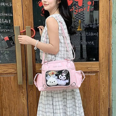Ingvn  Pink Literary Womens Shoulder Bag Sweet Cute Casual Transparent Fashion Handbag Elegant Korean Style Female Crossbody Bag
