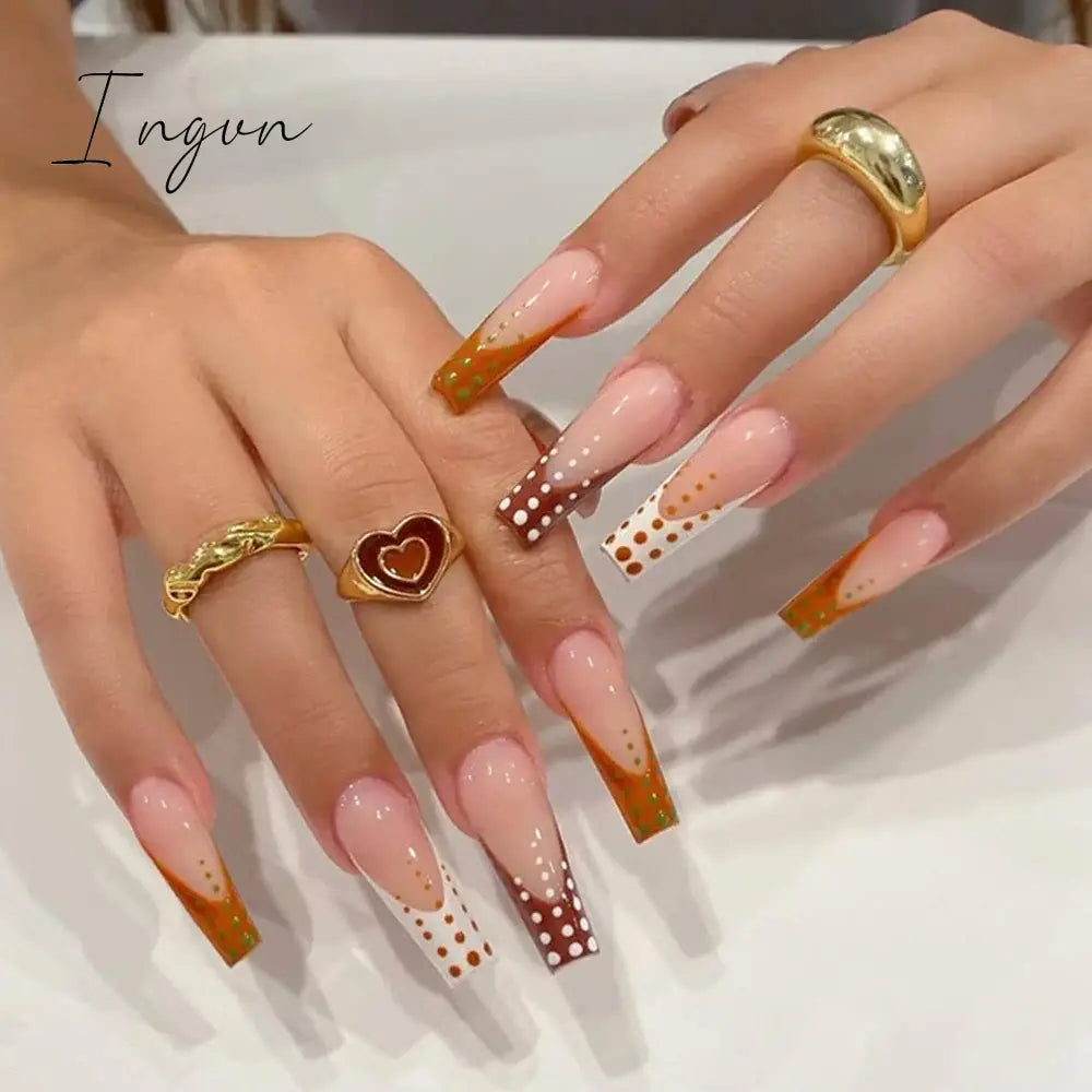 Extra Long Coffin Fake Nail Black And White Plaque False Nails French Ballerina Artificial Full Cover Nail Tips Press On Nail
