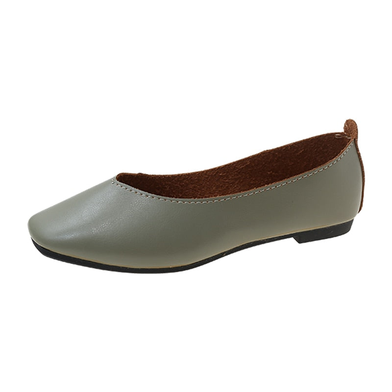 Women Flats Square Toe Boat Shoes Solid color Slip on Shallow Shoes Black Loafers White Wedding Concise Single Shoe Spring 9802N