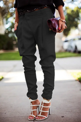 Ingvn - Casual Solid Patchwork Regular Mid Waist Straight Solid Color Bottoms(4 Colors)