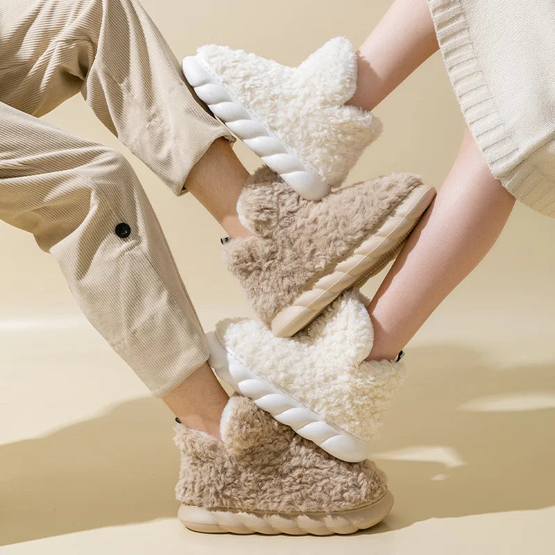 Ingvn  Cotton slippers for women's autumn and winter home use, new indoor plush bags with warm heels for external wear