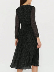 Polka Dot Long Sleeve Midi Dress