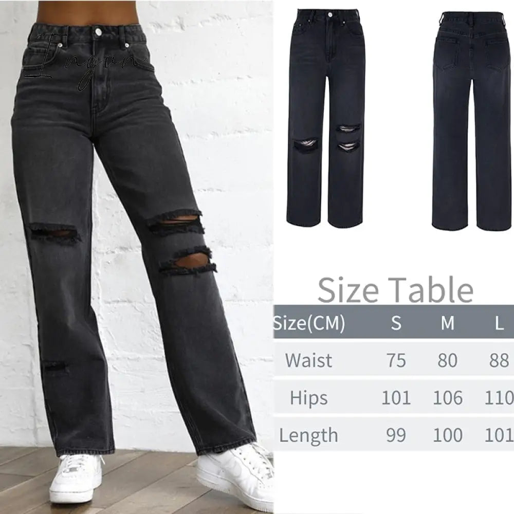 Ingvn - New Printed Baggy Y2K Jeans Women's Low Waist jeans Autumn Winter Oversize Wide Leg Baggy Pants Casual Cargo Trousers