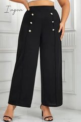 Ingvn - Casual Solid Patchwork Plus Size Trousers