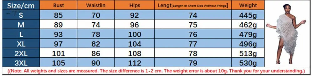 Ingvn - Elegant One Shoulder Celebrity Evening Runway Party Dress Women Fringe Tassels Asymmetrical Club Dress Robe Vestidos De Fiesta