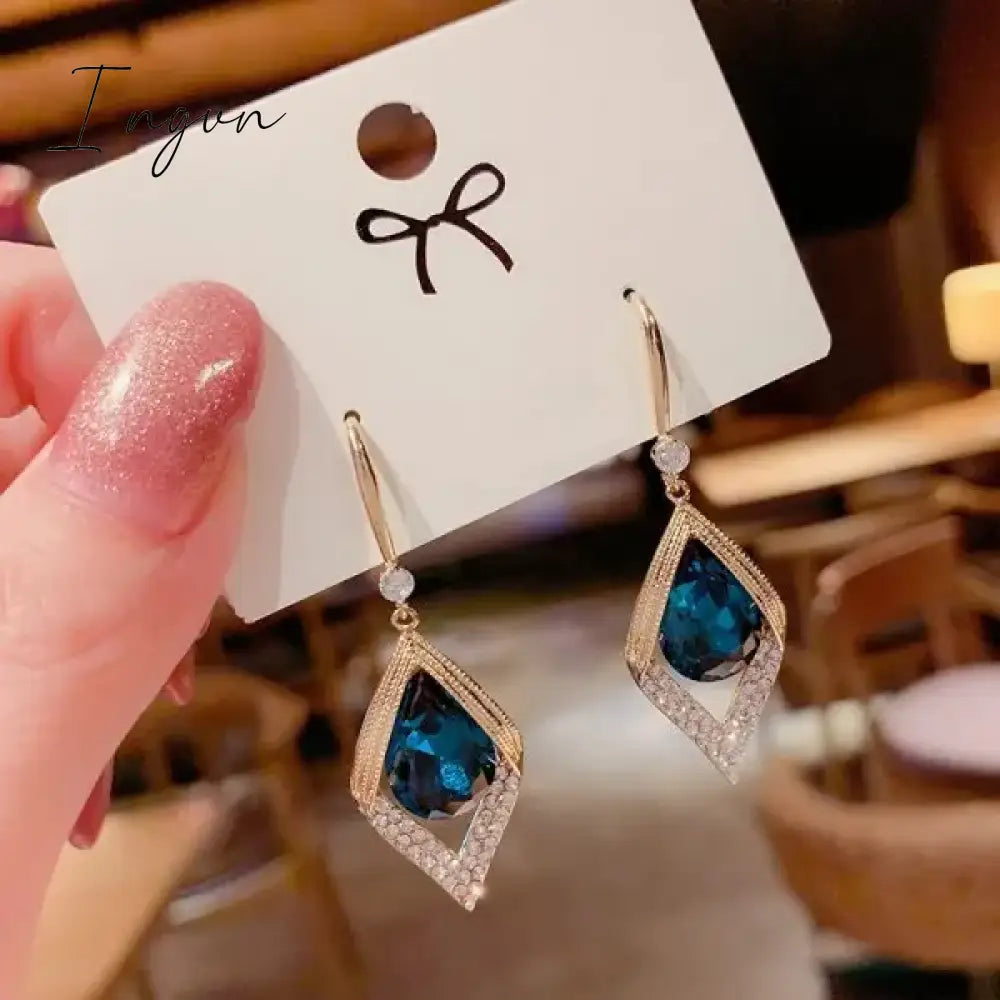 New Purple Crystal Flower Dangle Earrings For Women Girls Shining Zircon Love Heart Waterdrop Earring Wedding Luxury Jewelry