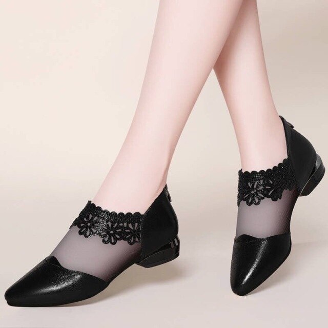 INGVN    2026 Flat lace Shoes Women sexy pointed toe Flats black Women bright Shoes Slip On Ladies Loafers Spring Women hollow out Flats