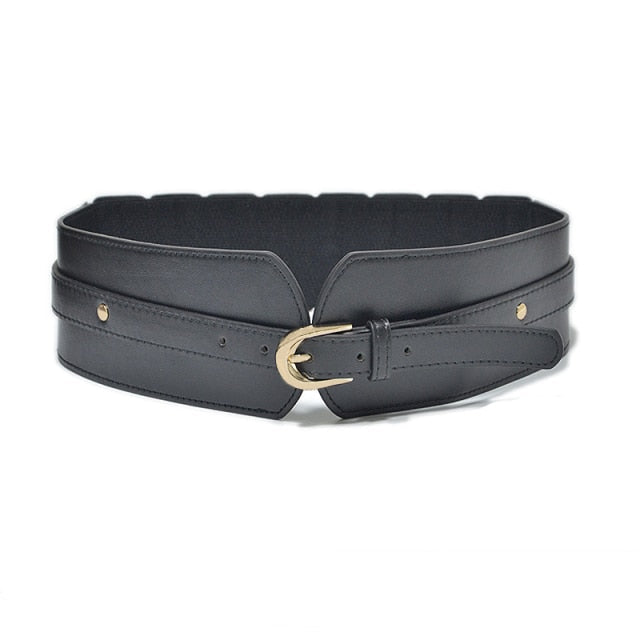 Luxury ladies wide belt elastic vintage buckle leather wide fashion wild pin buckle women's belt waist seal belt