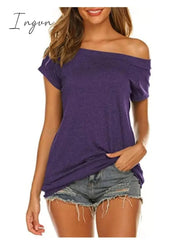 Ingvn - Stylish Off Shoulder Solid Color Long Sleeve Tops