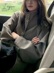 Ingvn - 2023 Autumn Elegant Short Trench Coat Office Lady Korean Style Jacket Coats Women Casual Outwear Fashion Clothing Chic