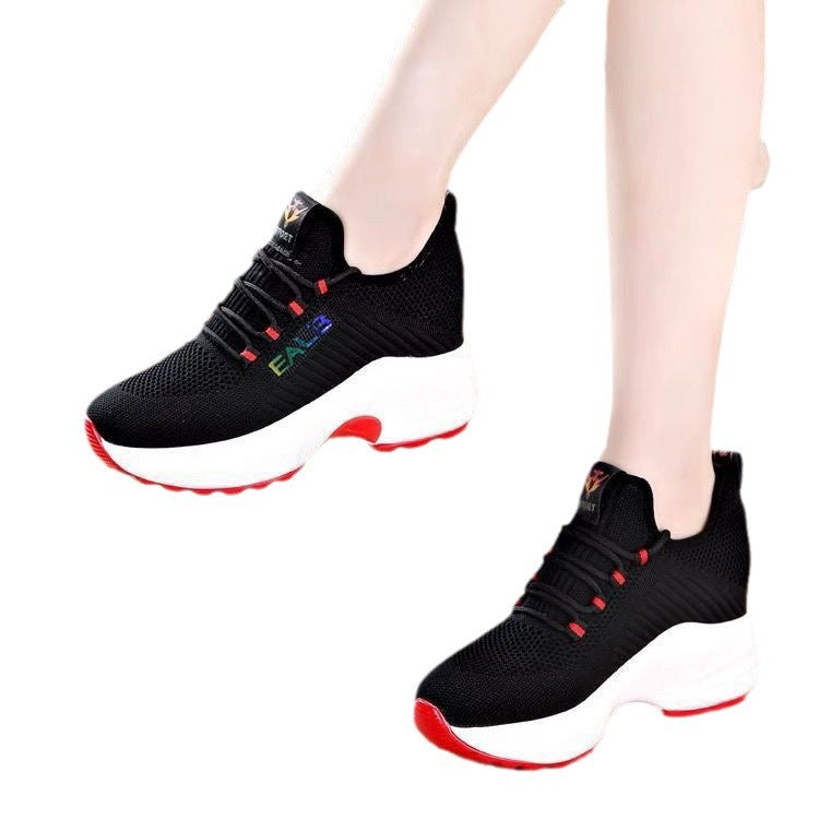 women's sports shoes women's spring fly-woven thick-soled casual shoes