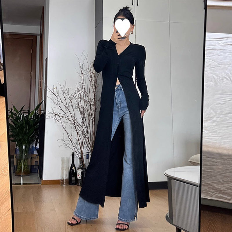 Pphmm 2000s fashion French Royal Sister Style Knitted Split Dress Autumn and Winter New Women's New Year Battle Gown Dress