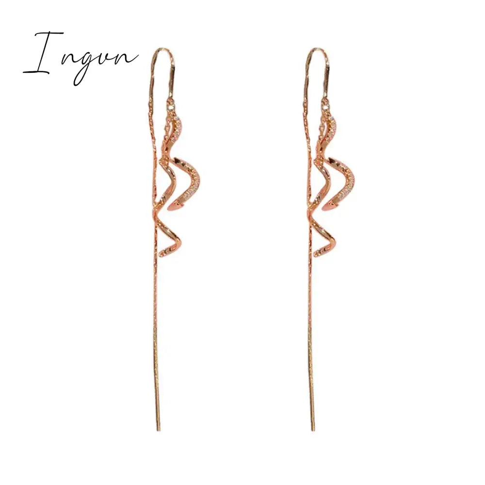 Fashion Luxury Bling Zircon Spiral Long Tassel Earrings for Women Exquisite Silver Needle Studs Sweet Elegant Party Gifts