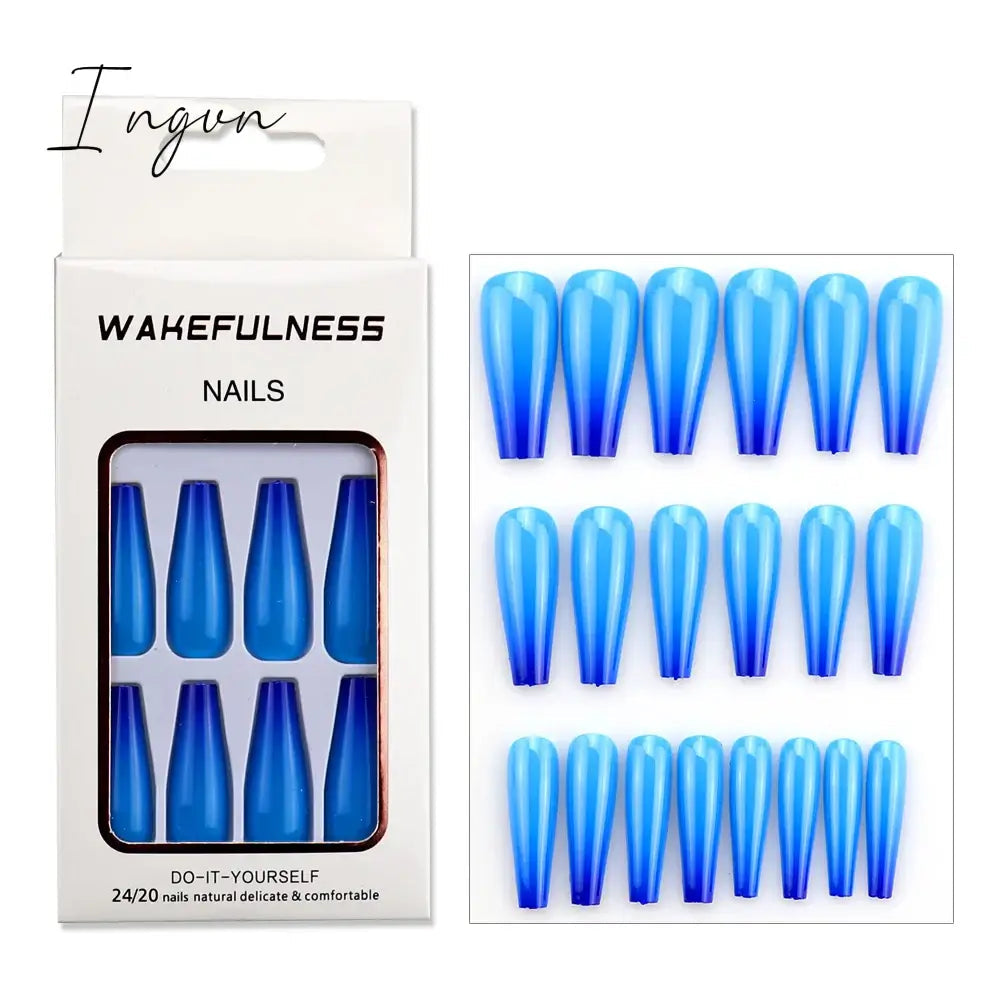 Nails STILETTO Fake Nail Tips 12pcs/Box Metallic False Nail Art Manicure Press on Nails Mirror Look