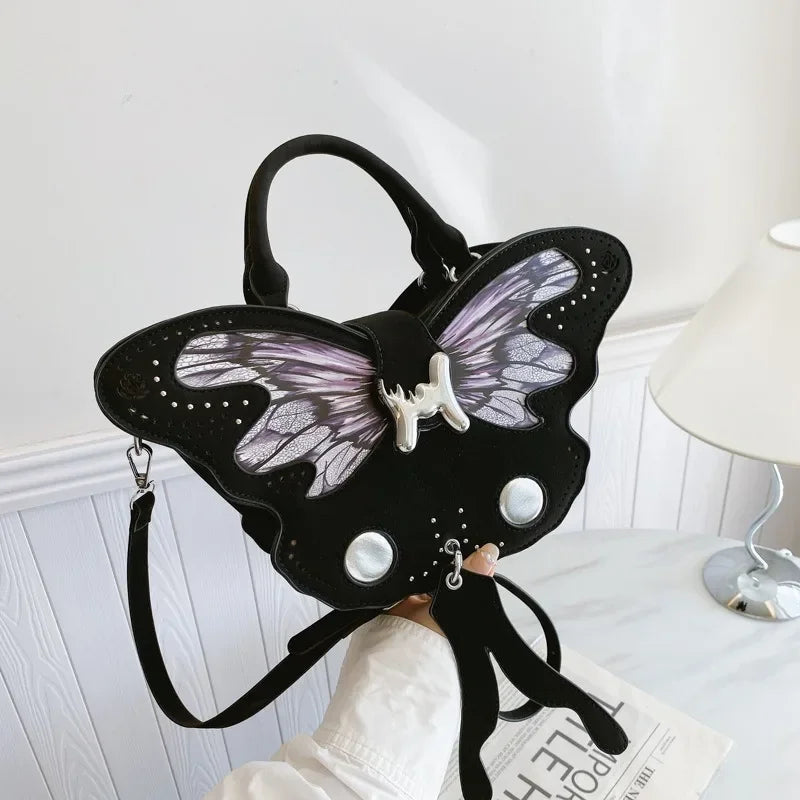 Ingvn  Y2k Gothic Shoulder Bag for Women Butterfly Black Aesthetic Handbag Hot Girl Fashion Harajuku Style Exquisite Crossbody Bag