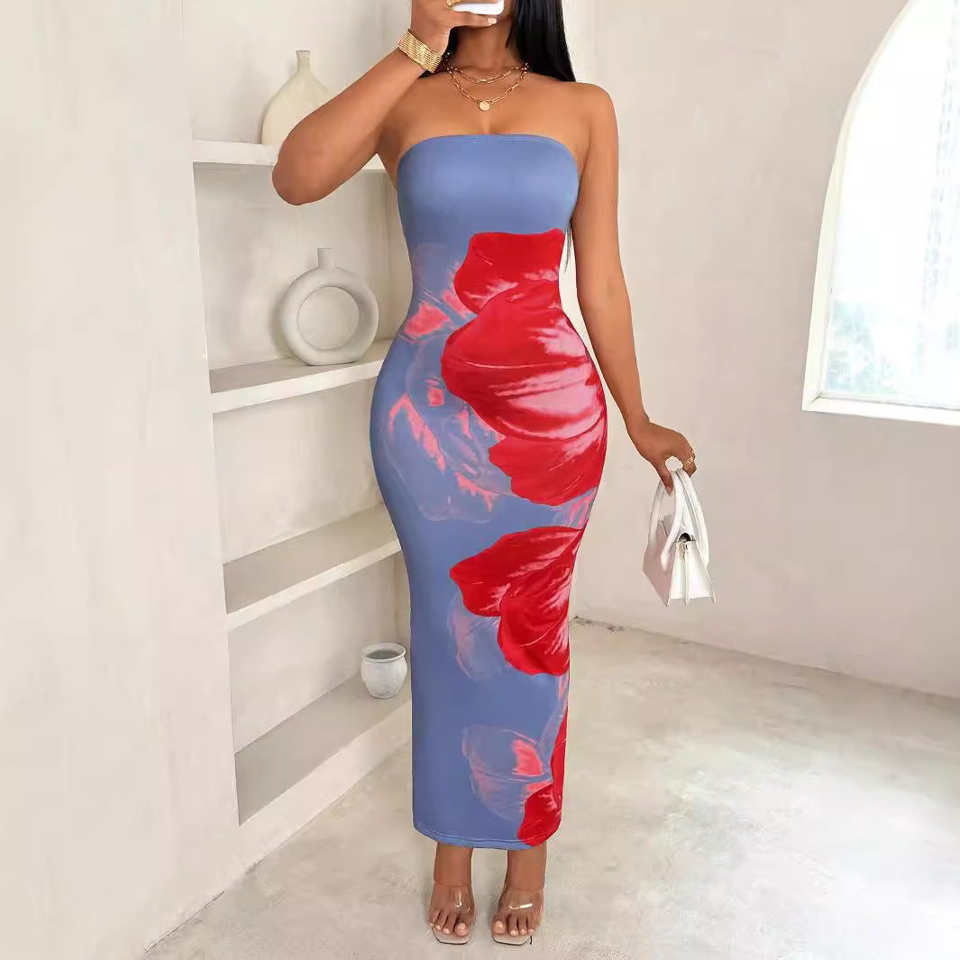 Pphmm going out outfits New SheIn Women Slim off Shoulder Contrast Color Floral Print Elegant Fashion Dress