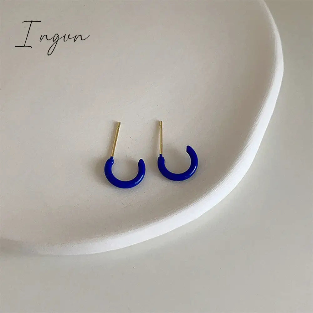 Trendy Simple Colorful Hoop Earrings for Women Exquisite Gold Plated Needle Studs Sweet Elegant Party Jewelry Girlfriend Gifts