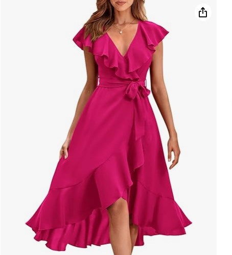 new V-neck short sleeve ruffled long temperament lace-up dress