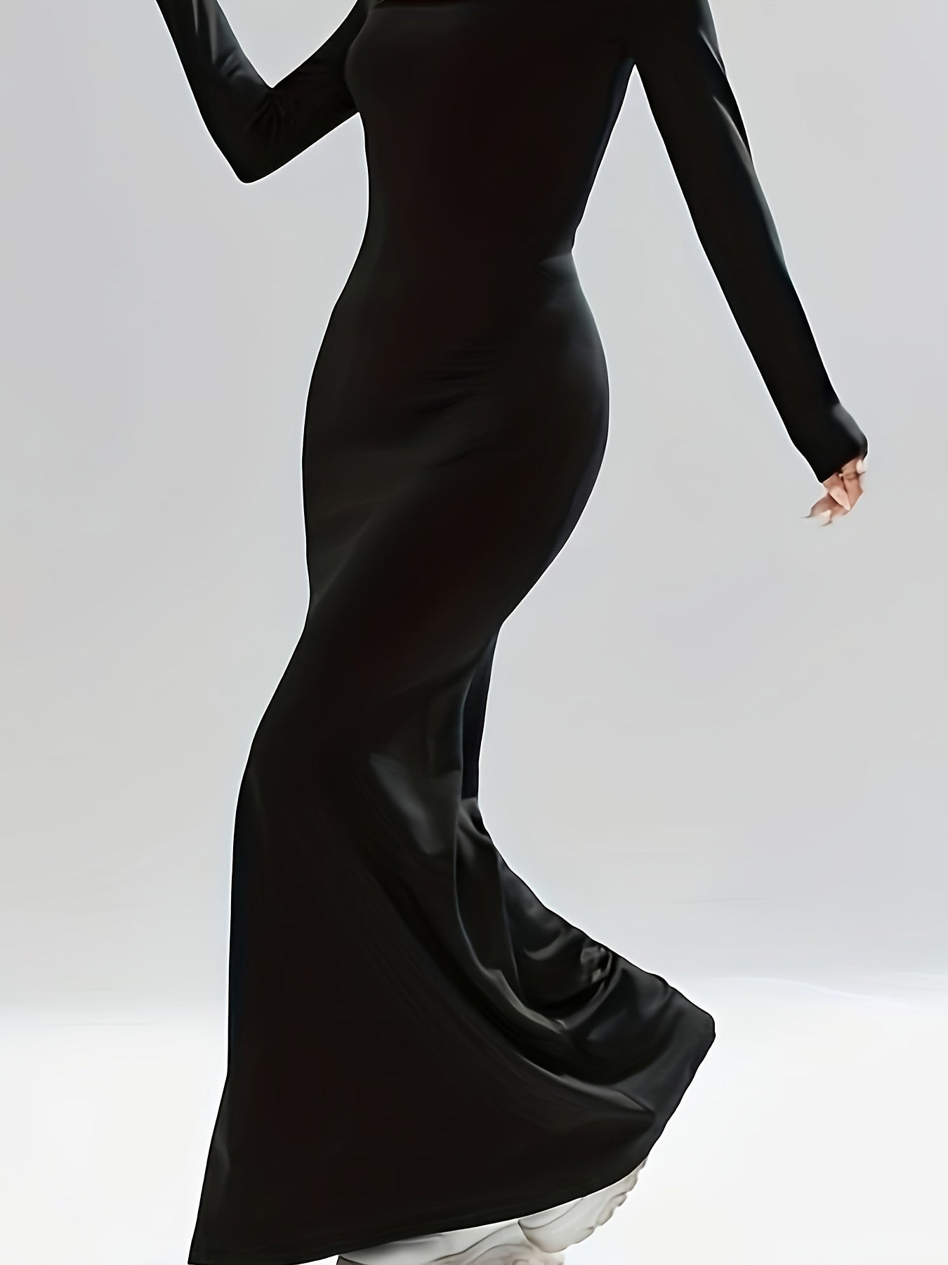 Autumn And Winter Women's Fashionable Casual Long-sleeved Solid Color Dress