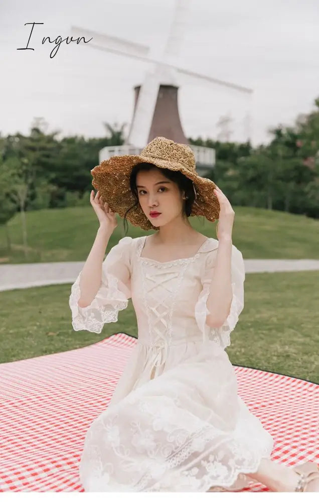 Ingvn - Vintage Retro Dress Women French Style Elegant Designer Fairy Dress Casual Slim Chiffon Party Dress  Autumn Women's Clothing
