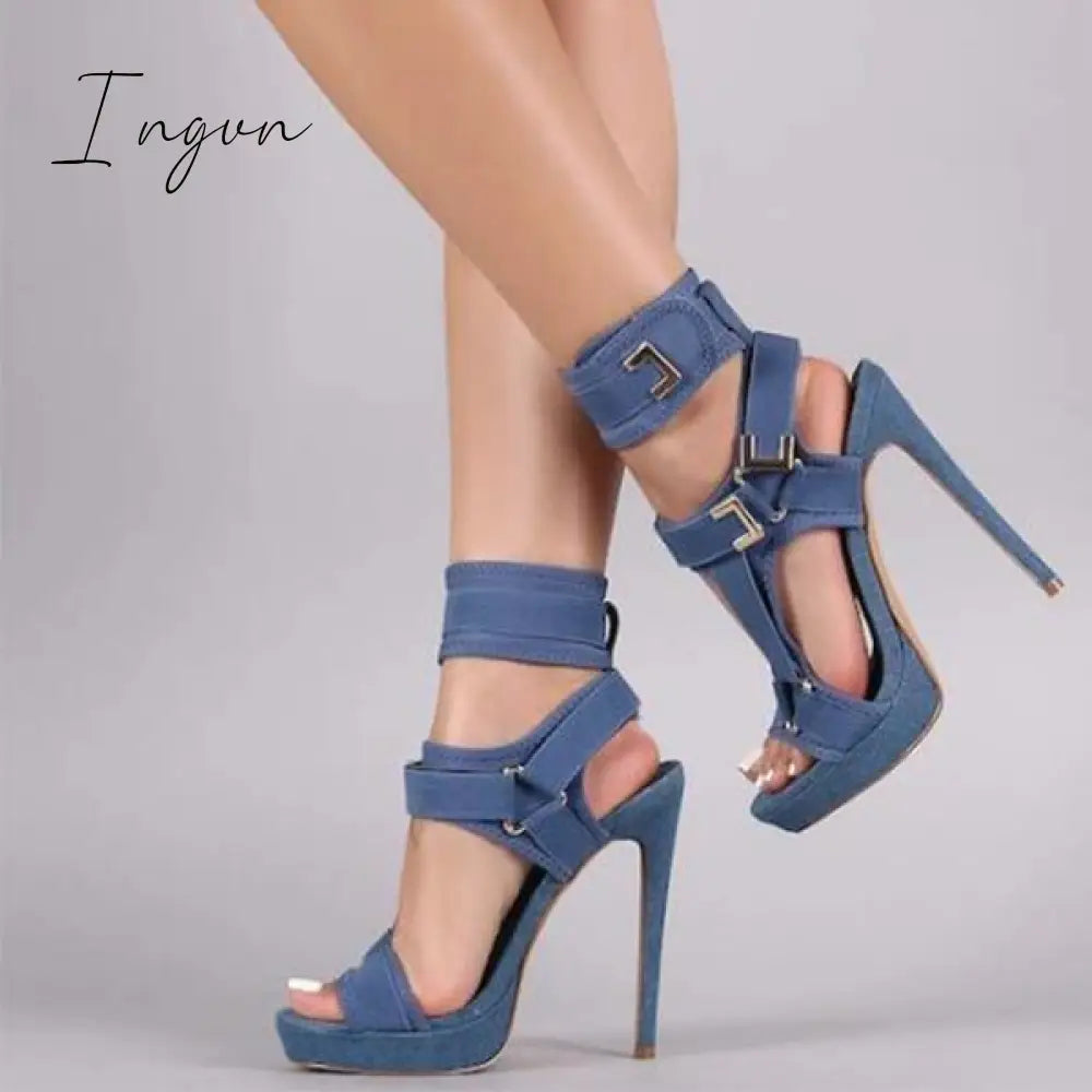 Ingvn - Stylish Buckle Ankle-Wrap Stiletto High Heels