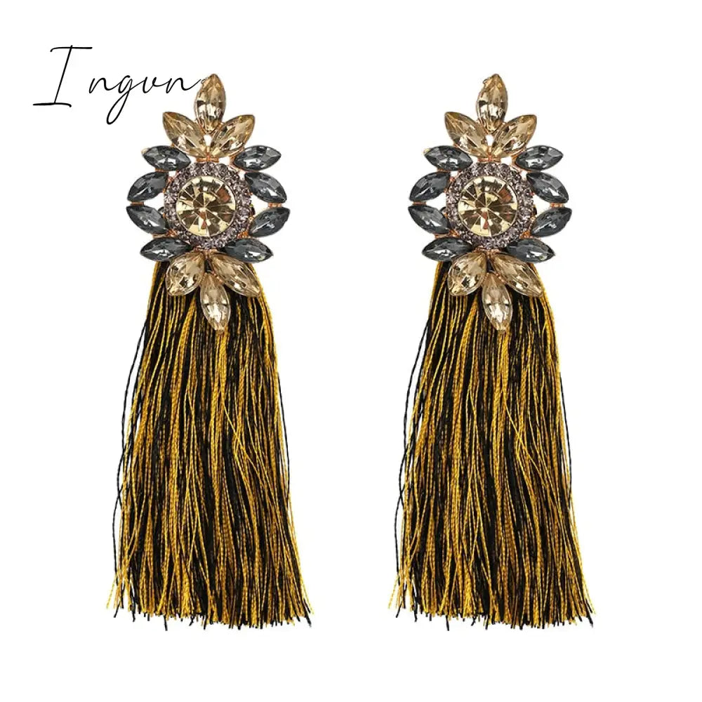 Ingvn - Bohemia Multicolored Tassel Earrings For Women Fashion Party Jewelry Fringe Dangle Earrings Statement Brincos 2023 Trend