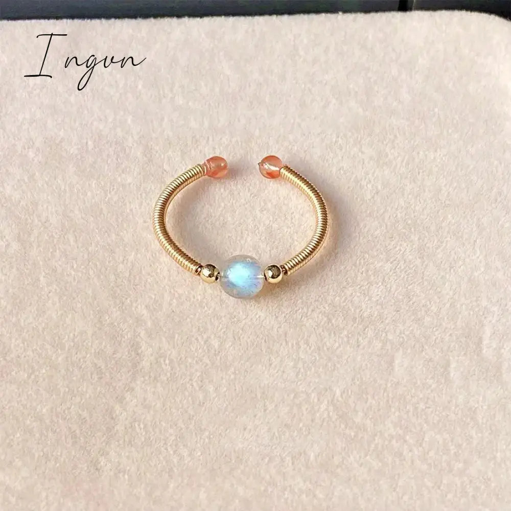 New Fashion Simple Colorful Crystal Natural Stone Opening Ring for Women Exquisite Copper Ring Sweet Elegant Party Jewelry