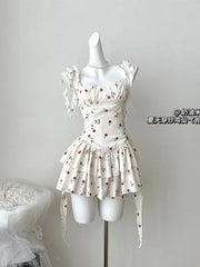 Summer Korean Cute Core Sweet Prom Gown Mori Girl Sweet Ballet Core Mini Dress Evening Women Coquette One-Piece Party Frocks New