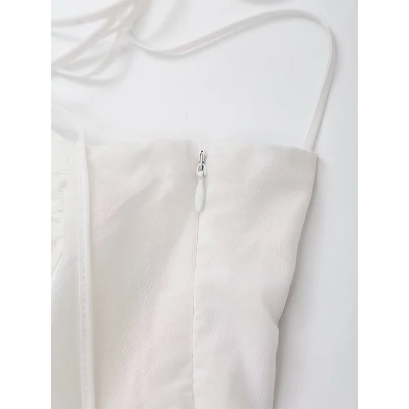 White Corset Top Women Sexy Backless Crop Top Summer Beach Bustier Top Streetwear Camis Holiday ropa de mujer