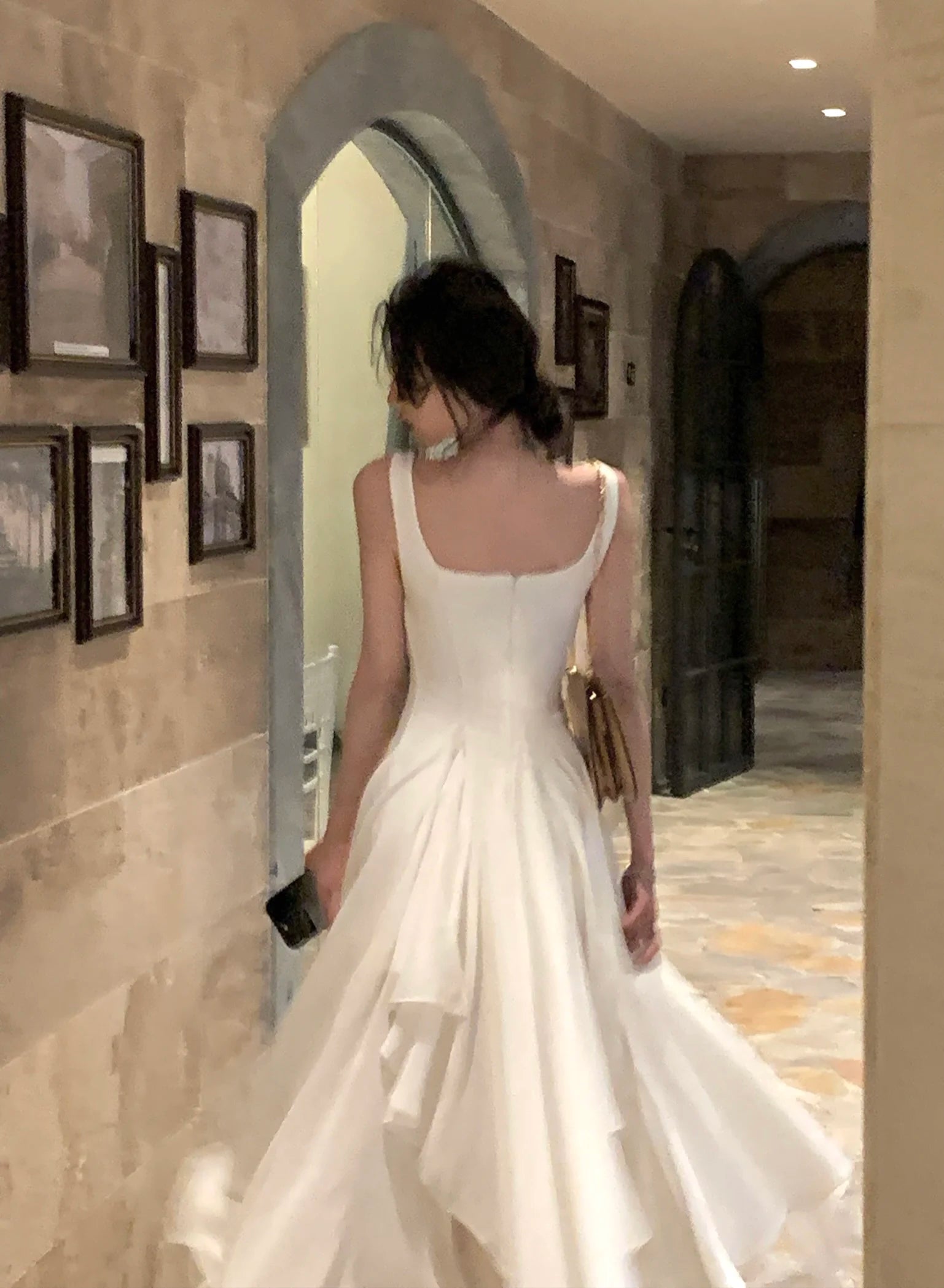 Elegant Sleeveless Female A-line Dress Summer Ladies Vestidos Spaghetti Strap Slim Waist Mesh Patchwork Women Dress