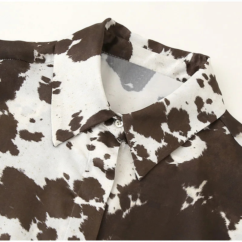 High Street Printed Shirt Women Lapel Long Sleeve Single Breasted Tops Female 2025 Spring Summer Fashion Casual Blouses Clothes