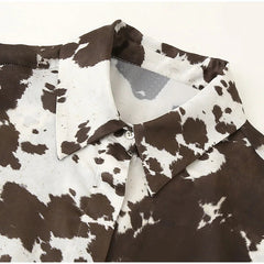 High Street Printed Shirt Women Lapel Long Sleeve Single Breasted Tops Female 2025 Spring Summer Fashion Casual Blouses Clothes