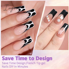 150Pcs/Box French Coffee Black False Nail Press On Acrylic Nails Almond Removable Art Tools For Diy