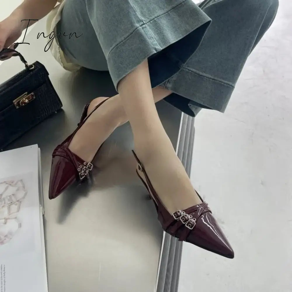 Formal High Heeled Sandals for Woman Concise Office Lady Slingbacks Stilettos Sexy Pointed Toes Summer Chic Ladies Mules Shoes