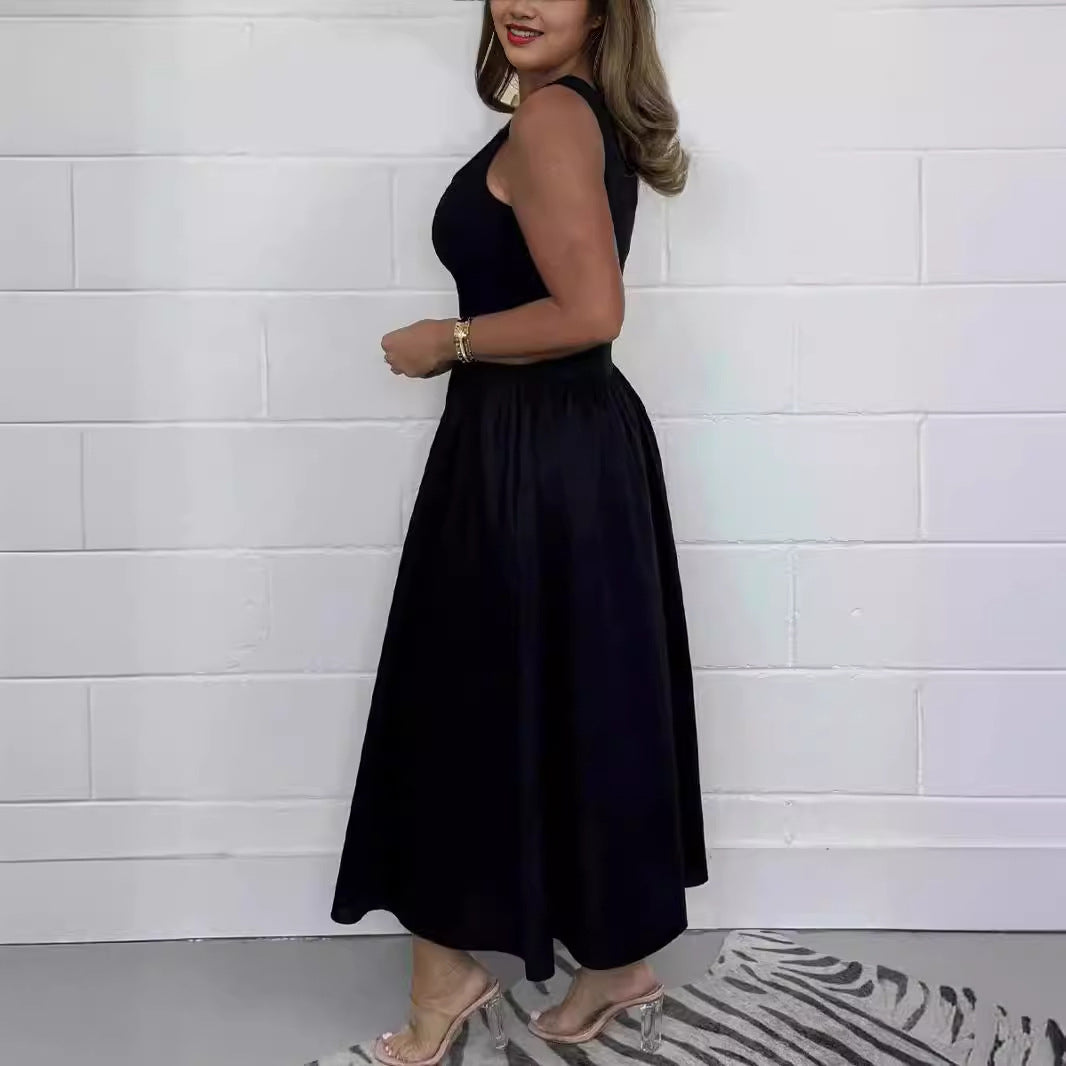 Tight Waist Solid Color Casual dress Women's Skirt High-end Sense Summer Independent Amazon Hot Women's Clothing