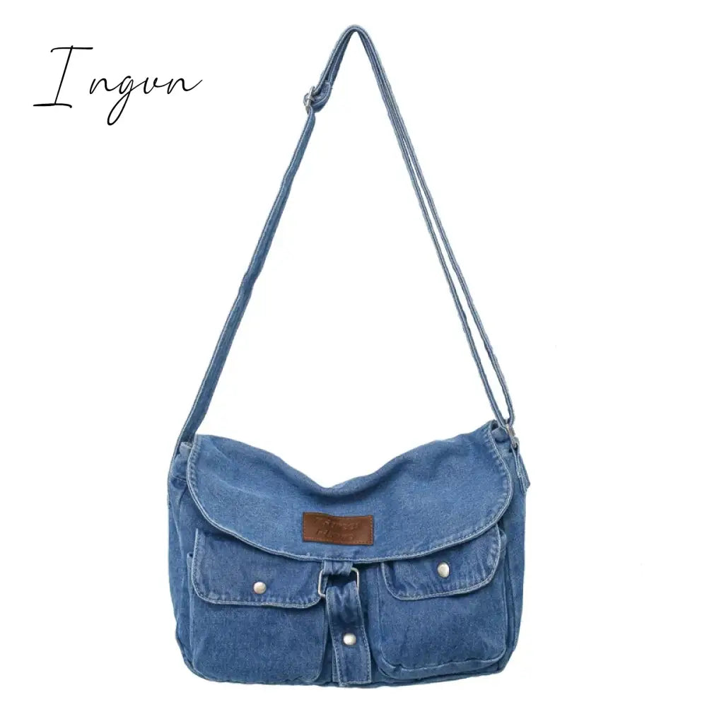 Ingvn - Denim Women's Bag 2024 New Eco Reusable Ladies Handbags Canvas Shopping Travel Shoulder Bags Unisex Jeans Crossbody Bag Shoppers