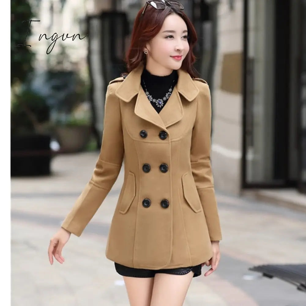 Ingvn - Woolen coat women's coat early autumn all-match short coat small shawl gown casual