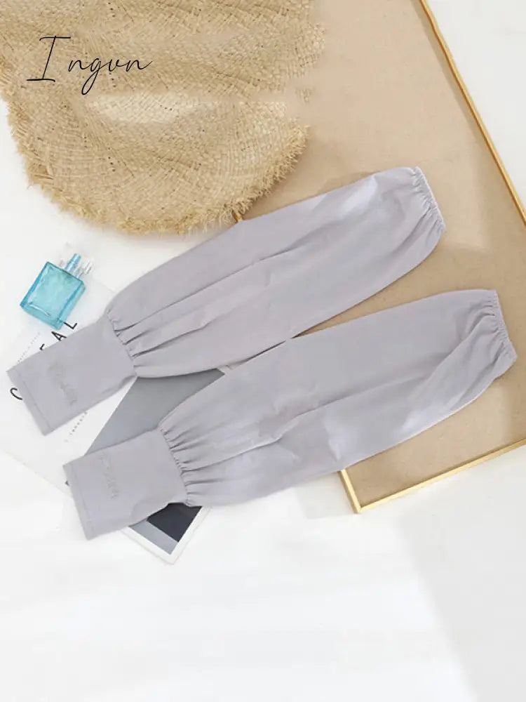 Ingvn - Solid Color Ice Silk Loose Sun Protection Sleevelet
