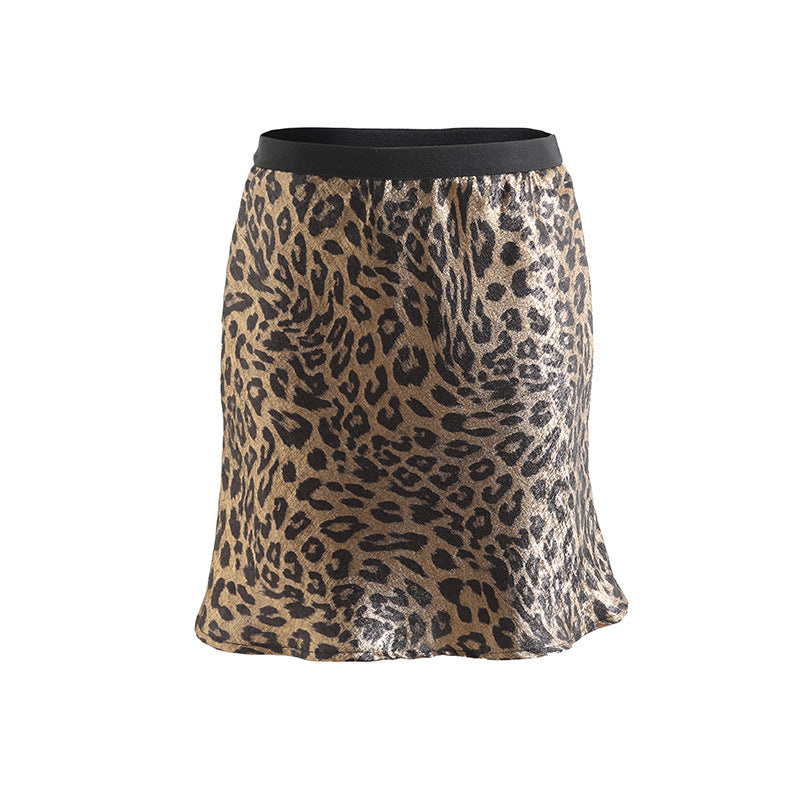 Fashionable and versatile leopard print skirt